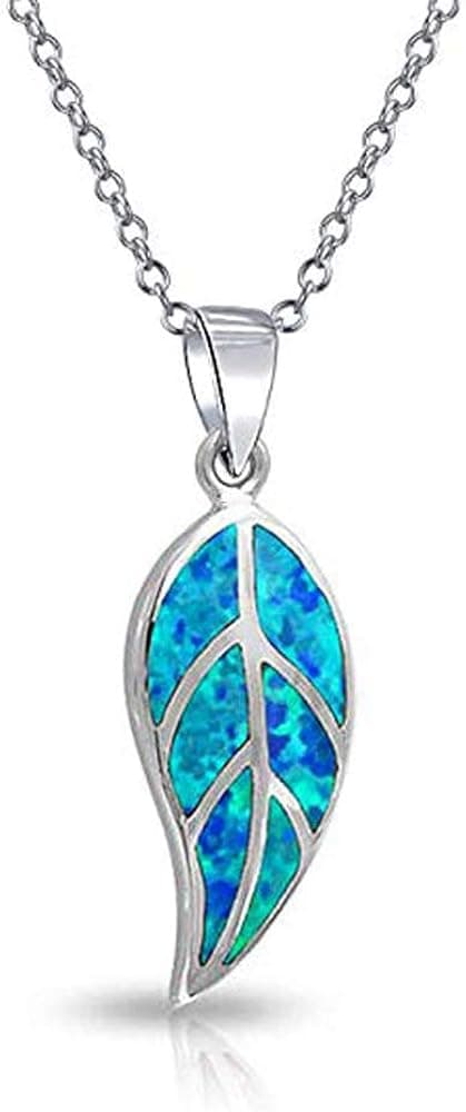 CiNily Opal Leaf/Flower Pendant Necklace for Women Silver Plated Jewelry Gift