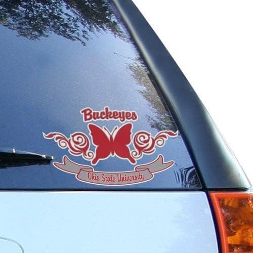 Ohio State Buckeyes Scarlet-Gray 10'' Butterfly Car Decal