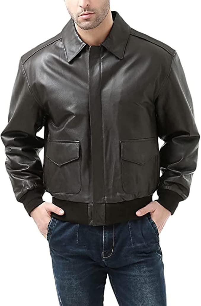 Landing Leathers Men Air Force A-2 Leather Flight Bomber Jacket (Regular and Big & Tall)