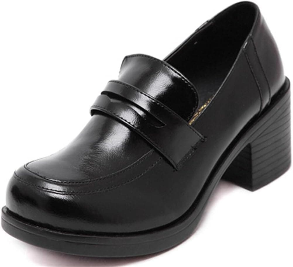 ACE SHOCK Women's Girl's Lolita Low Top Japanese Students Maid Uniform Dress Shoes (8.5, Black)
