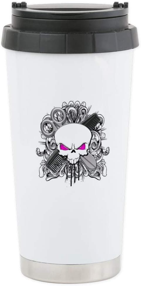 CafePress Hairdresser Pirate Skull Stainless Steel Travel Mu Stainless Steel Travel Mug, Insulated 20 oz. Coffee Tumbler