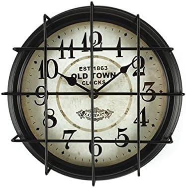 Blossom Bucket Vintage London Old Town Clock with Wire Guard - 9-1/4-in