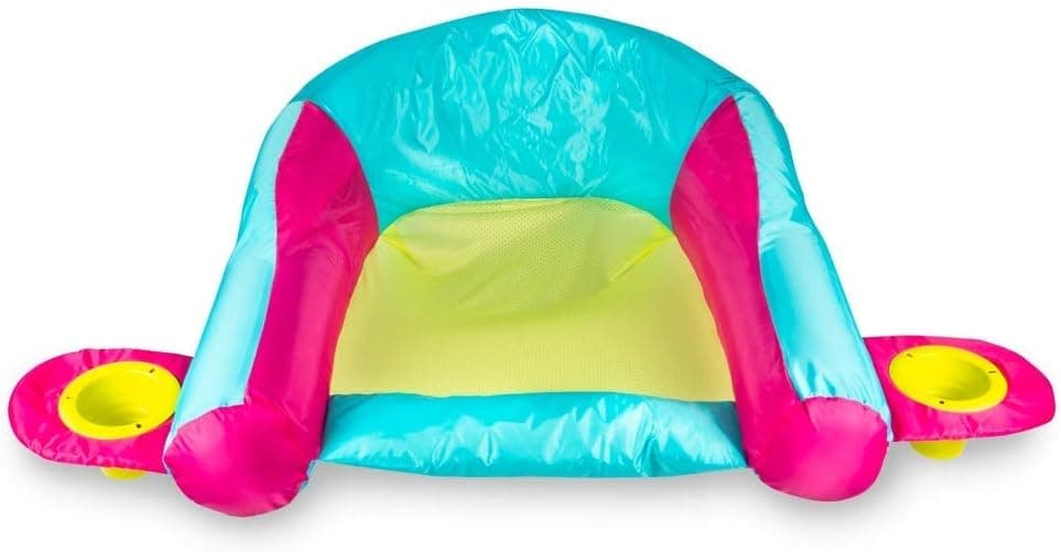 SwimWays 6047149 AquaLinx Interlocking Cup Holder Pool Float Lounger, Cyan/Pink