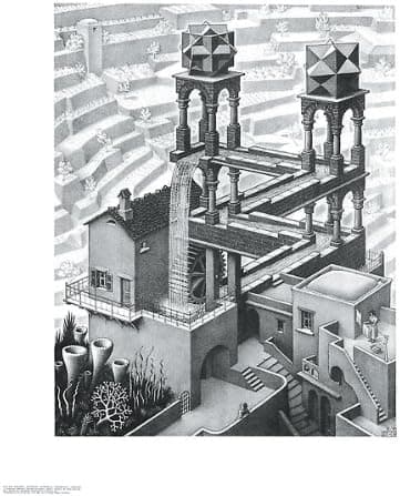 Picture Peddler Waterfall M. C. Escher Fantasy Nature Poster Print 21.5x25.5