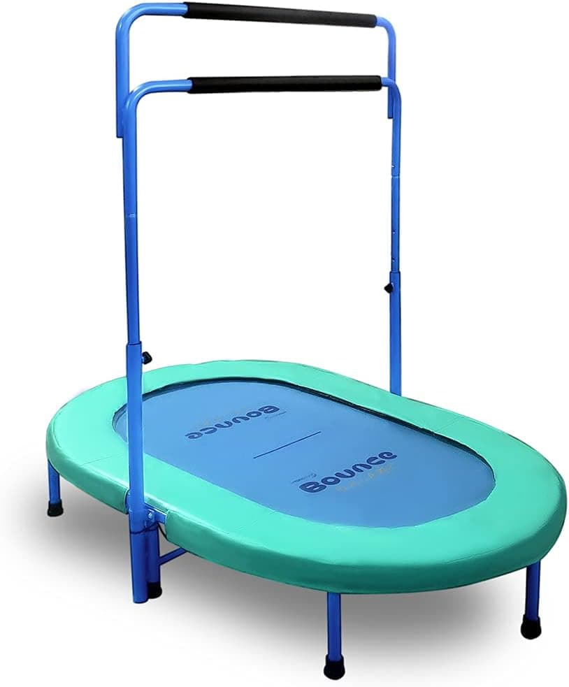Exercise Trampoline, Fitness Trampoline, Rebounder, Mini Trampoline | 2-Person Trampoline w/ Handrail for Kids and Adults | 2 Bouncers On 1 Trampoline