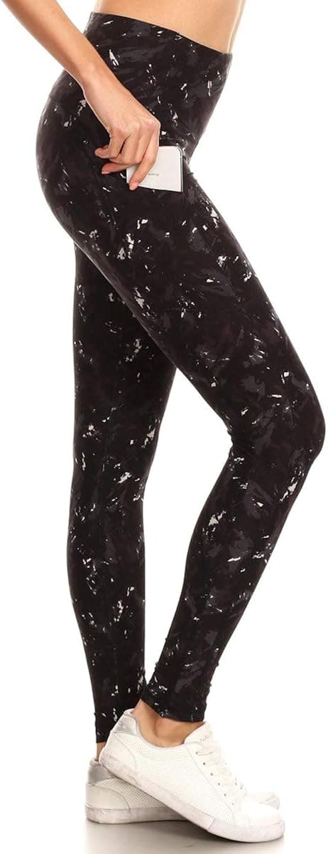 Leggings Depot YL7AD-P514-L High Waisted Athletic Side Pockets Yoga Pants-P514, Large