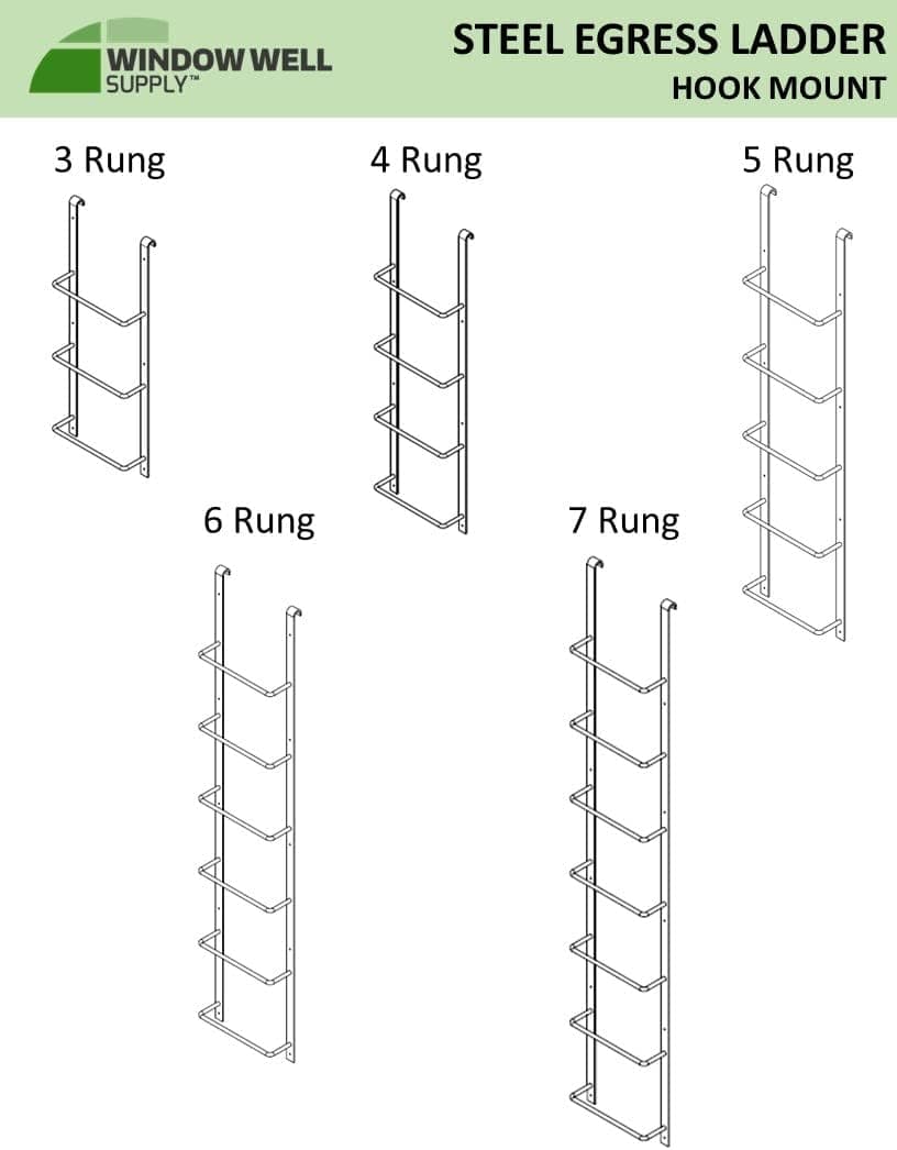 Window Well Supply Heavy-Duty Metal Window Well Ladder (4-Rung, White)