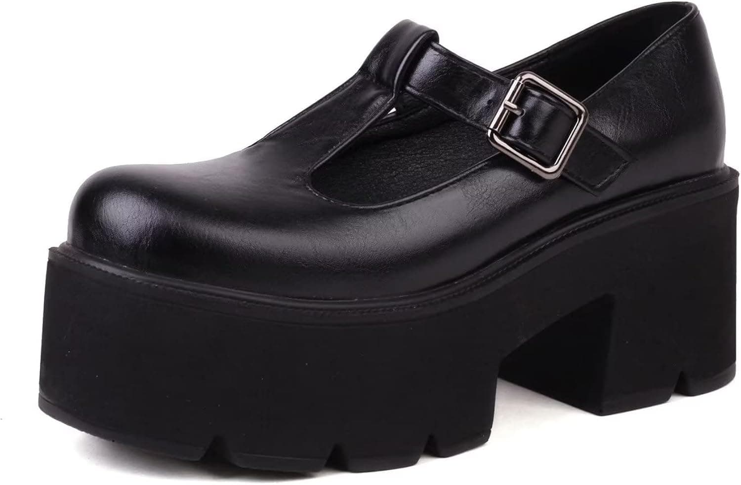 Odisen Women Lolita Shoes Platform Mary Janes Gothic Ankle Strap Round Toe Chunky Heel Uniform Dress Pumps Shoes