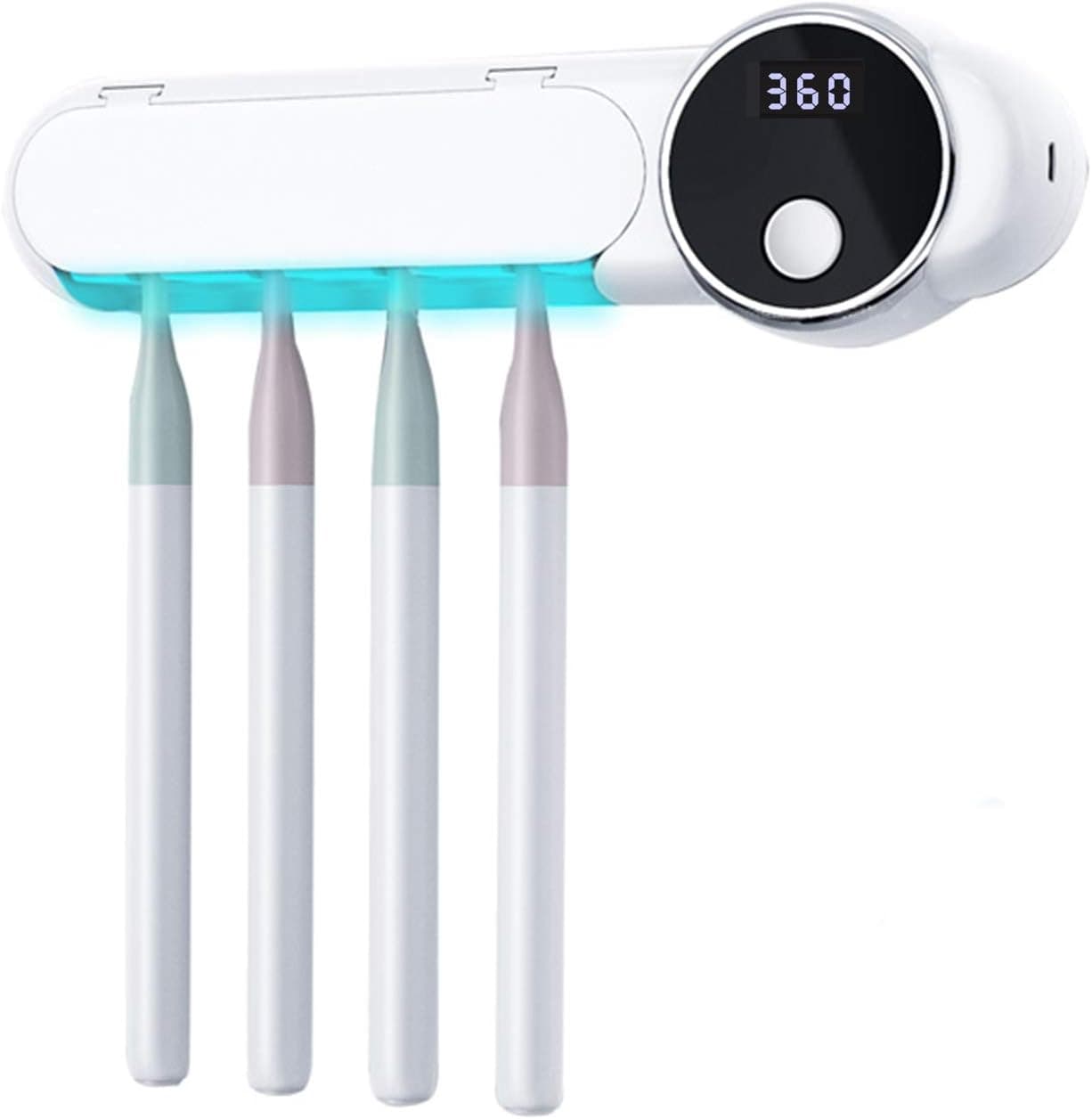 Toothbrush Sanitizer, Toothbrush Holder Wall Mounted with Sterilizer Function, Electric Toothbrush Organizer for Bathroom（White）