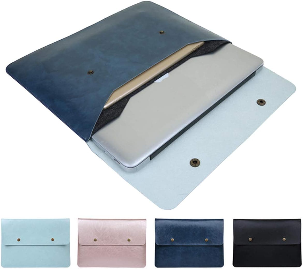 Leather 14-15.4 Inch Laptop Sleeve Case - ABRONDA Leather Handbag Sleeve Cover Compatible 15-15.4 Inch MacBook Pro A1286 A1398 A1707 A1990 14 Inch Notebook, T-Series|X1 Carbon- Lake Blue