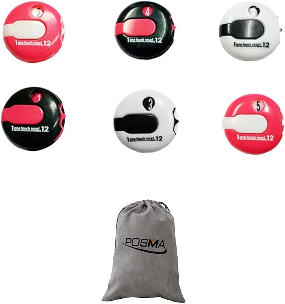 POSMA Pomsa SC060 One-Touch-Reset Score Caddy Stroke Score Counter 6pcs Random Color Value Pack Flannel Gift Bag