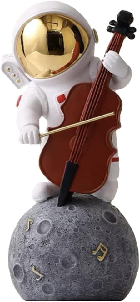 Paimuni Figurine Home Decor Resin Astronaut Statue Collectible Spaceman Sculpture Decorative Music Ornament for Desktop Bookshelf Office Living Room