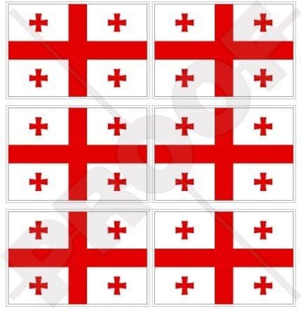 GEORGIA Georgian Flag 40mm (1,6") Mobile Cell Phone Vinyl Mini Stickers, Decals x6