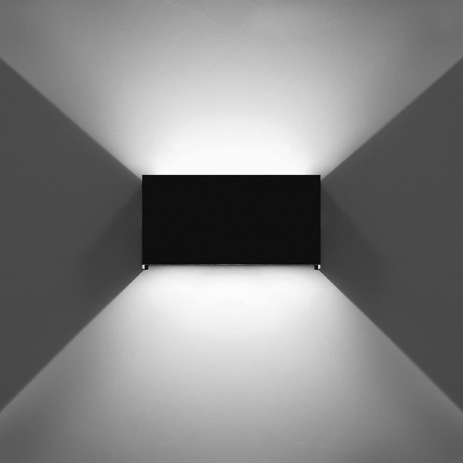 Phenas 12W Modern Wall Sconce LED Wall Light Up Down Adjustable Beam Angle Aluminum LED Wall Lamp Waterproof IP65 Indoor Outdoor for Bathroom Bedroom Corridor Living Room Stairs Garden, Black 6000K