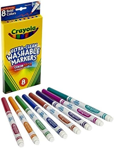 Crayola Washable Markers, Fine Point, Bold Colors, 8/Set