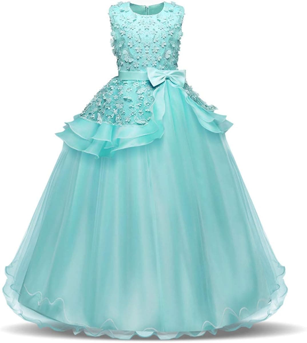 NNJXD Girl Sleeveless Embroidery Princess Pageant Dresses Kids Prom Ball Gown