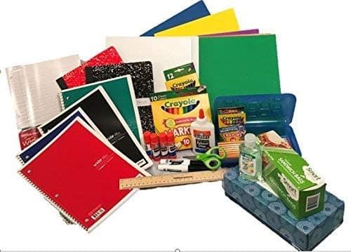 LiveWithFlowers Back to School Complete Elementary to Middle Supply List Bundle Including Folders, Notebooks, Tissues, Crayola, Pencil Box, and More!