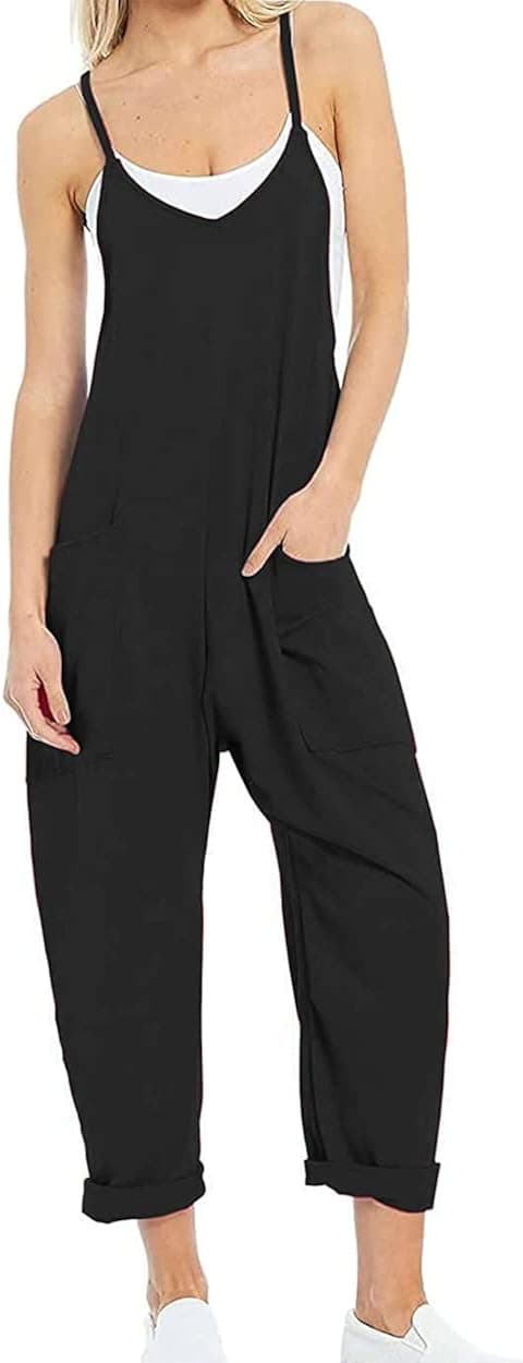 leanul Women Casual Jumpsuits free Hot Shot Onesie FP dupes Spaghetti Strap Loose Romper Overalls Pocket Summer Fashion Harem