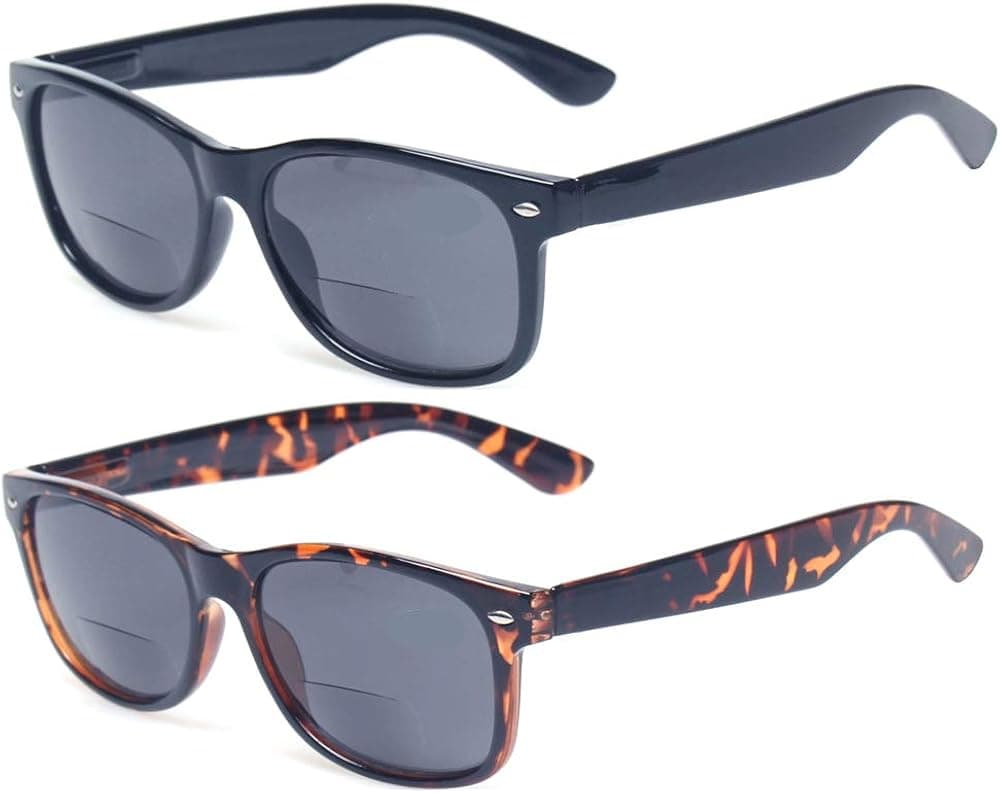 Kerecsen Bifocal Reading Glasses Grey Lens Spring Hinge Plastic Outdoor Sunglasses