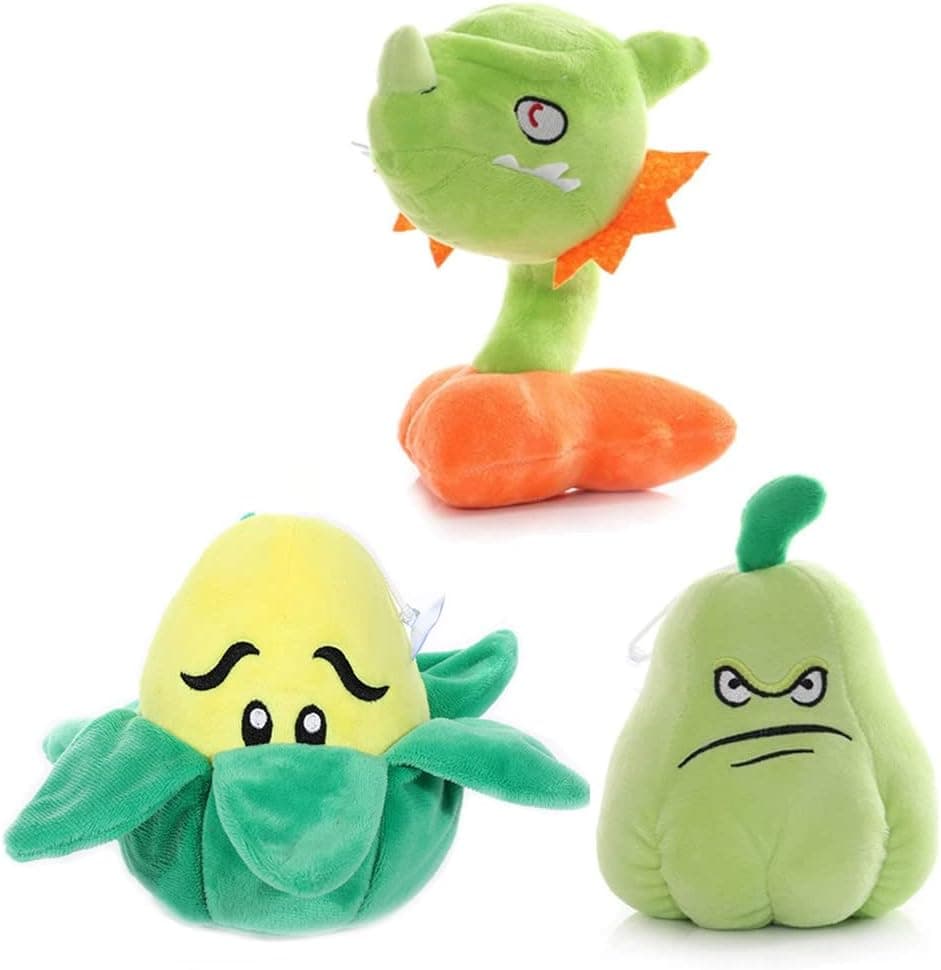 JHESAO 3 PCS Plants and Zombies vs Snapdragon Plush Plants Sets Zombies Toy Snapdragon, 1 2 Stuffed Soft Squash Doll, Corn PVZ Plushies Figure Doll Chili New
