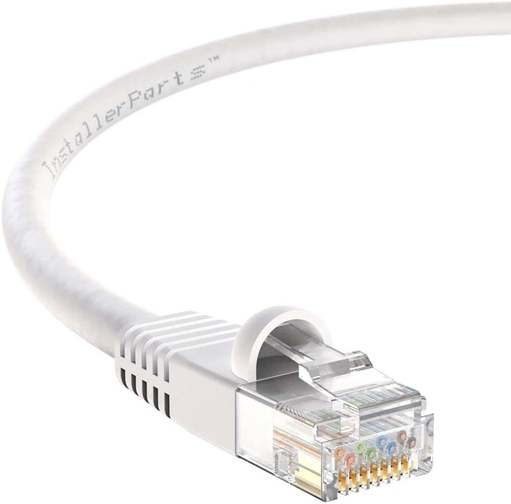 InstallerParts Ethernet Cable CAT5E Cable UTP Booted 9 FT - White - Professional Series - 1Gigabit/Sec Network/Internet Cable, 350MHZ