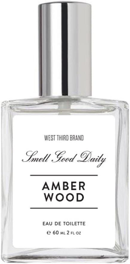 West Third Brand Smell Good Daily Amber Wood Handcrafted Unisex Eau de Toilette Spray, 2 Fluid Ounces