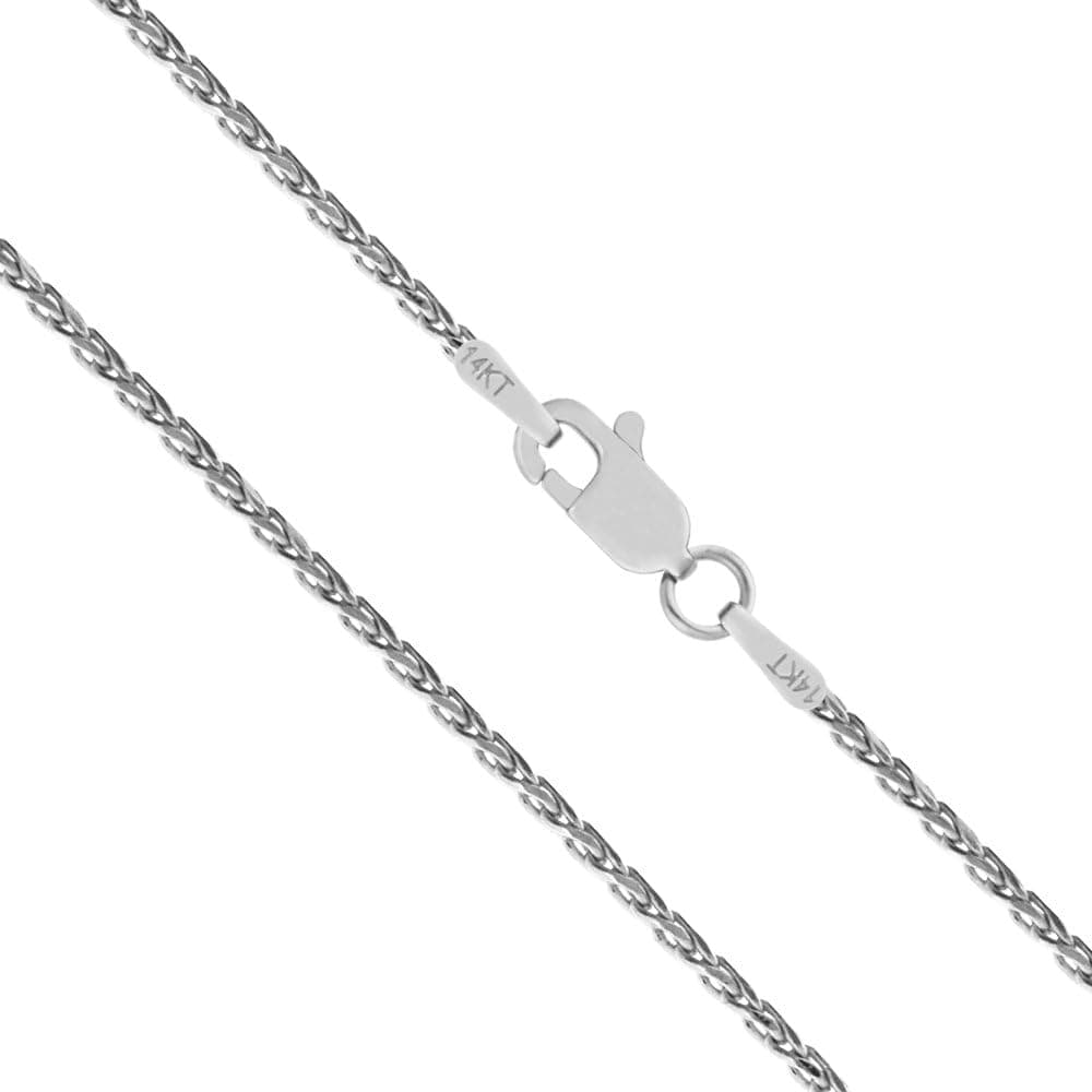 Honolulu Jewelry Company 14K Solid White Gold Spiga Wheat Diamond Cut Chain Necklace