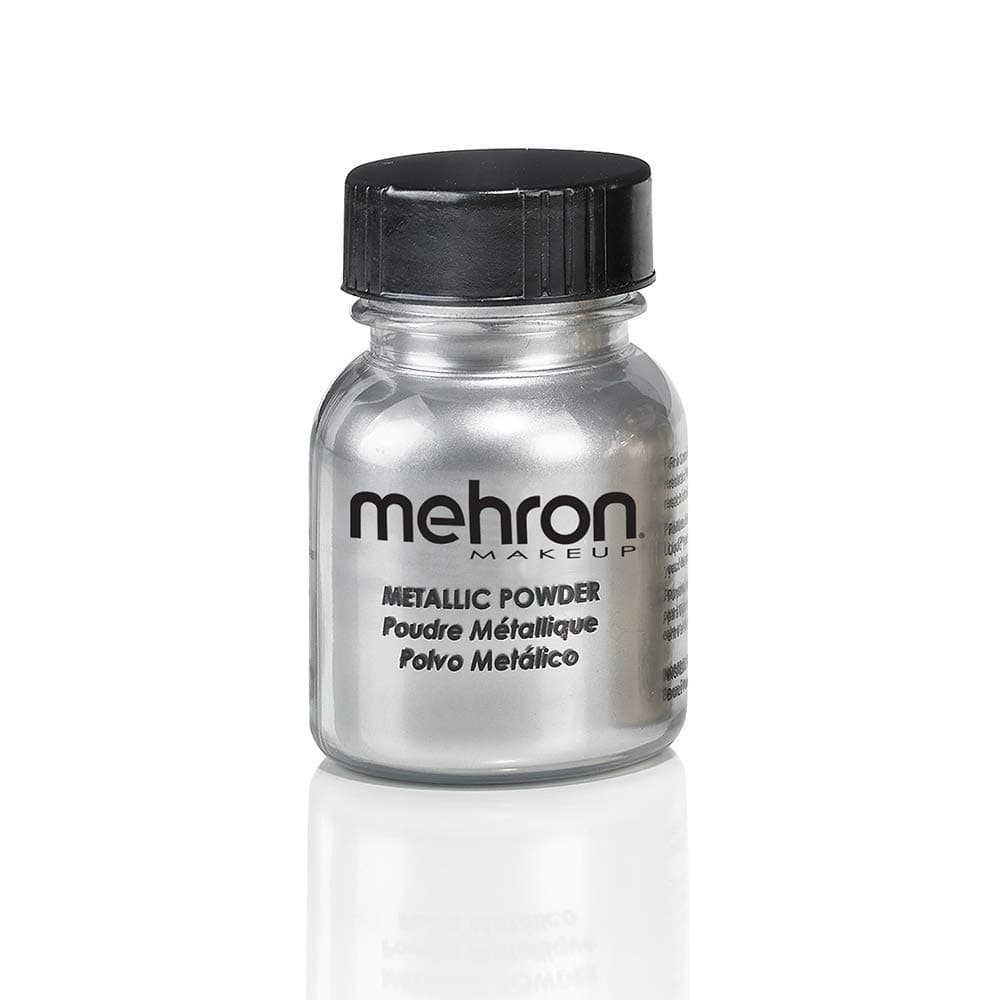 Mehron Makeup Metallic Powder | Metallic Chrome Powder Pigment for Face & Body Paint, Eyeshadow, and Eyeliner .5 oz (14 g) (Silver)
