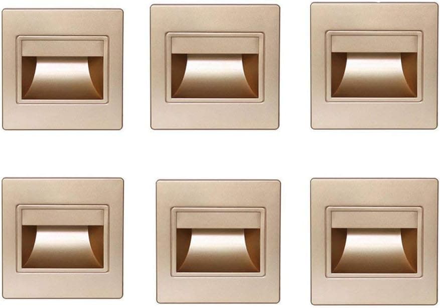 Dreamworth 6-Pack LED Corner Wall Lamp 85-265V Embedded LED Stairs Step Night Light LED Stair Wall Lighting for Hallway, Stairs, Closet, Bedroom and More
