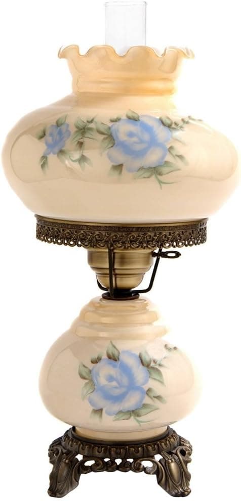 20 in. Rhombus Hurricane Table Lamp in Rose w 10 in. Shade