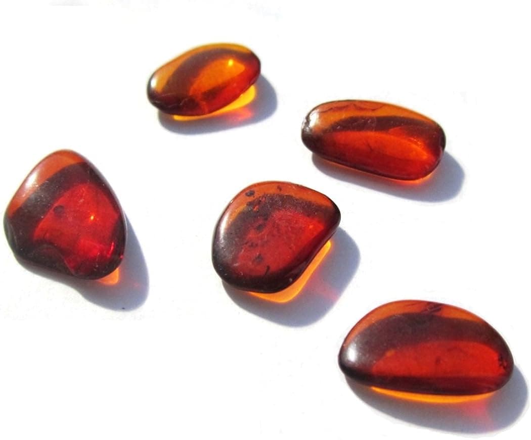 Raw Dark Amber Flat Gemstones Very Small Set of 5 Stones