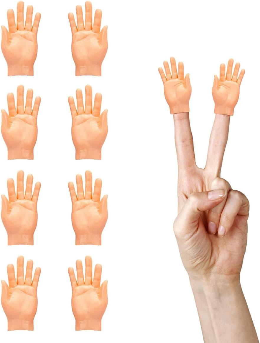 Tiny Hands for Fingers Mini Hands - 10 Pcs Small Rubber Hands Puppets Tiny Hands for Your Fingers High Five Left Right Tiny Little Hands - Realistic Little Hand Finger Hands Puppets