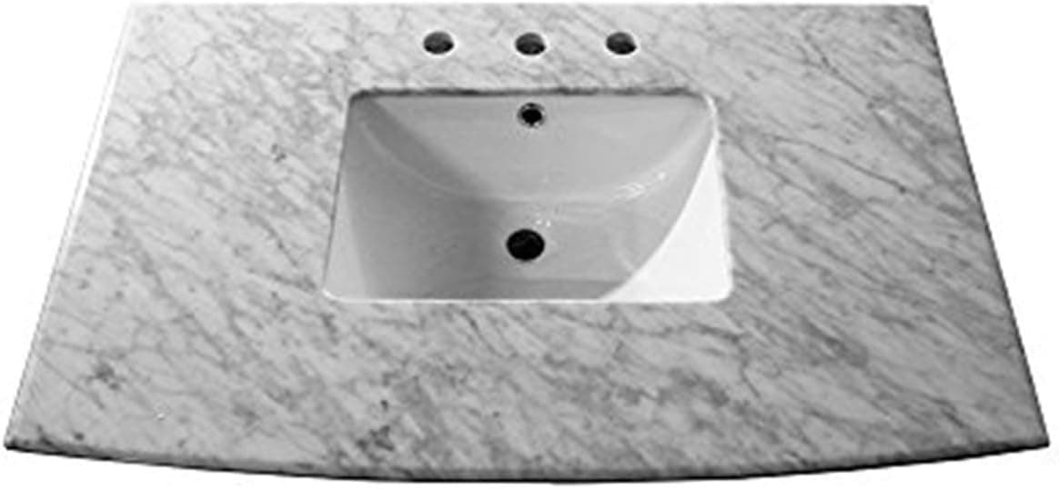 Bellaterra Home 7612-TOP-WH 36-Inch, White Carrara Marble Counter Top with Rectangular Sink