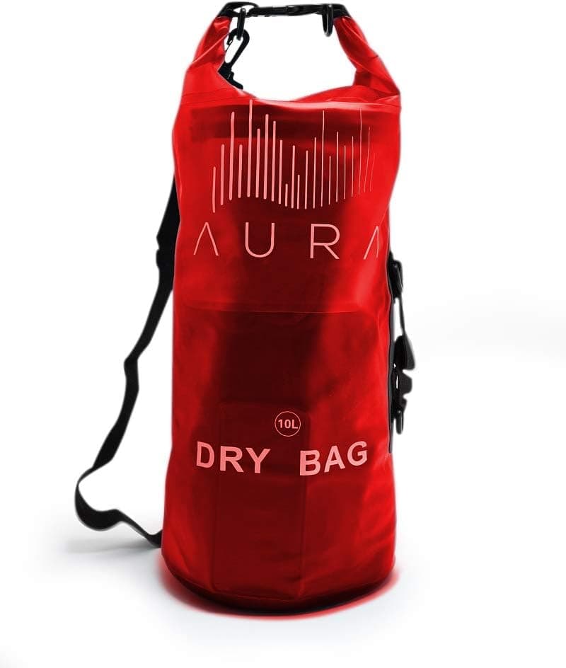 Waterproof Semi-transparent Dry Bag - 10L/20L Dry Bag Backpack - Zipper Compartment, Handles, Straps - Black, Blue, Green, Red - Transparent Dry Bag for Kayaking, Swimming, Beach, Rafting