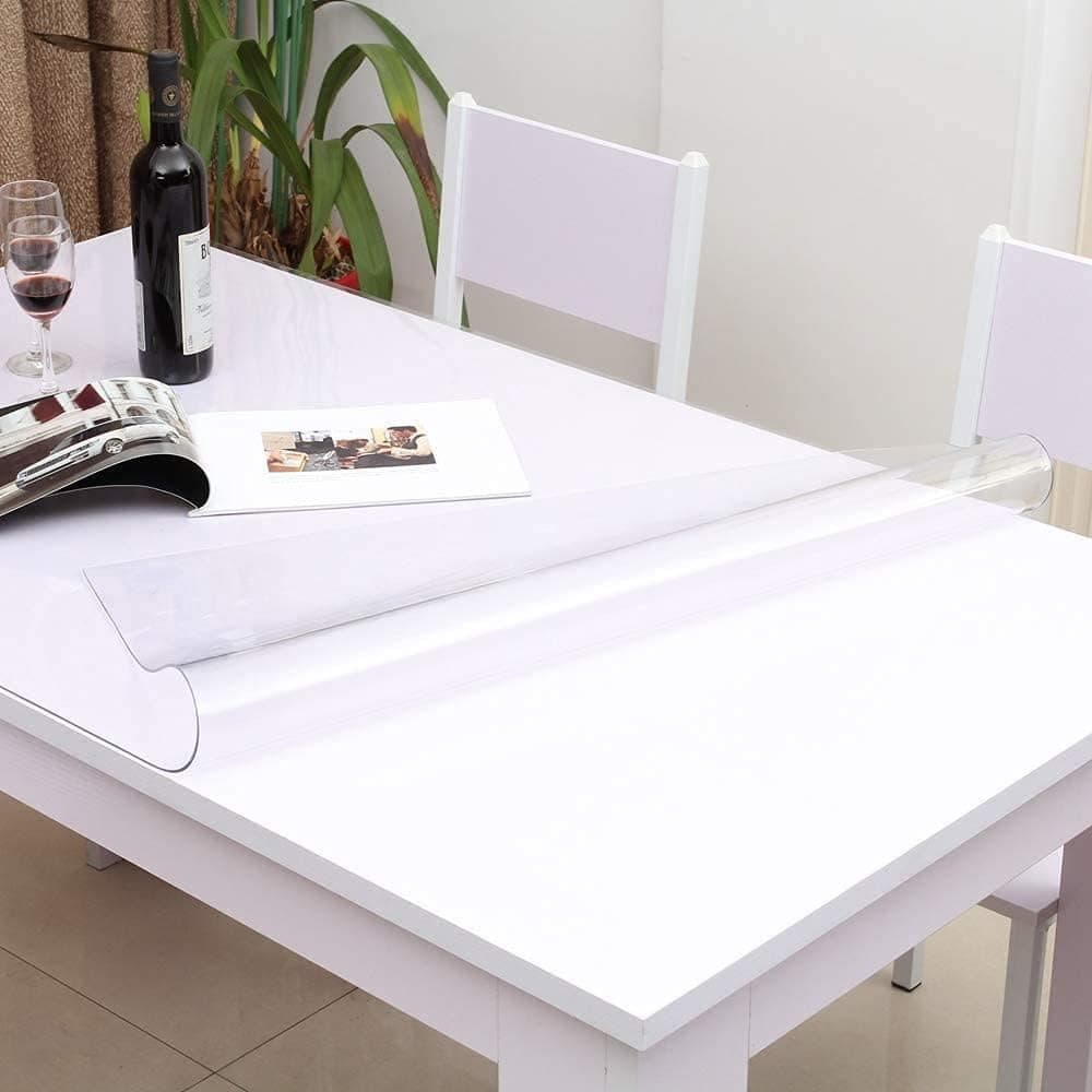 Leffora Custom 1.5mm Thick Crystal Clear Table Cover Protector 36 x 92 Inch Waterproof PVC Protective Table Pad Transparent Mat for Coffee Table, Dining Room Table, Office Desk, End Table/Night Stand