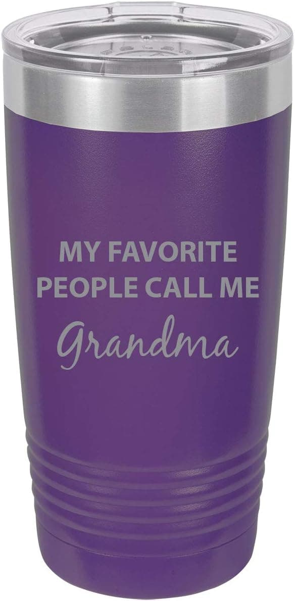 My Favorite People Call Me Grandma Stainless Steel Engraved Insulated Tumbler 20 Oz Travel Coffee Mug, Purple