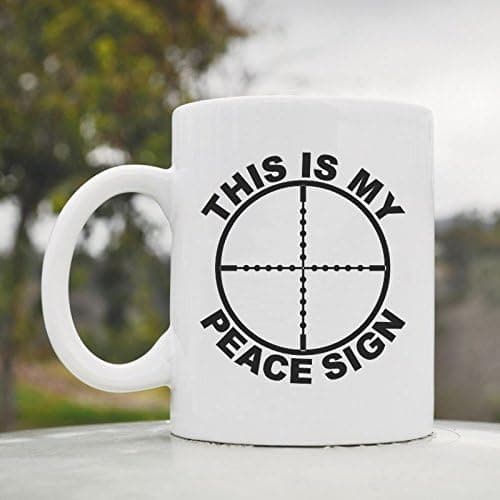 This is my peace sign gun rifle scope funny 11oz ceramic coffee mug cup