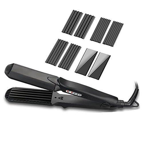 4 in 1 Curling Iron, Accellorize Hair Crimper Hair Straightener Hair Waver with 4 Kinds of Interchangeable Plates Ceramic Styling Iron with Smart Temperature and Heat Protective Glove …