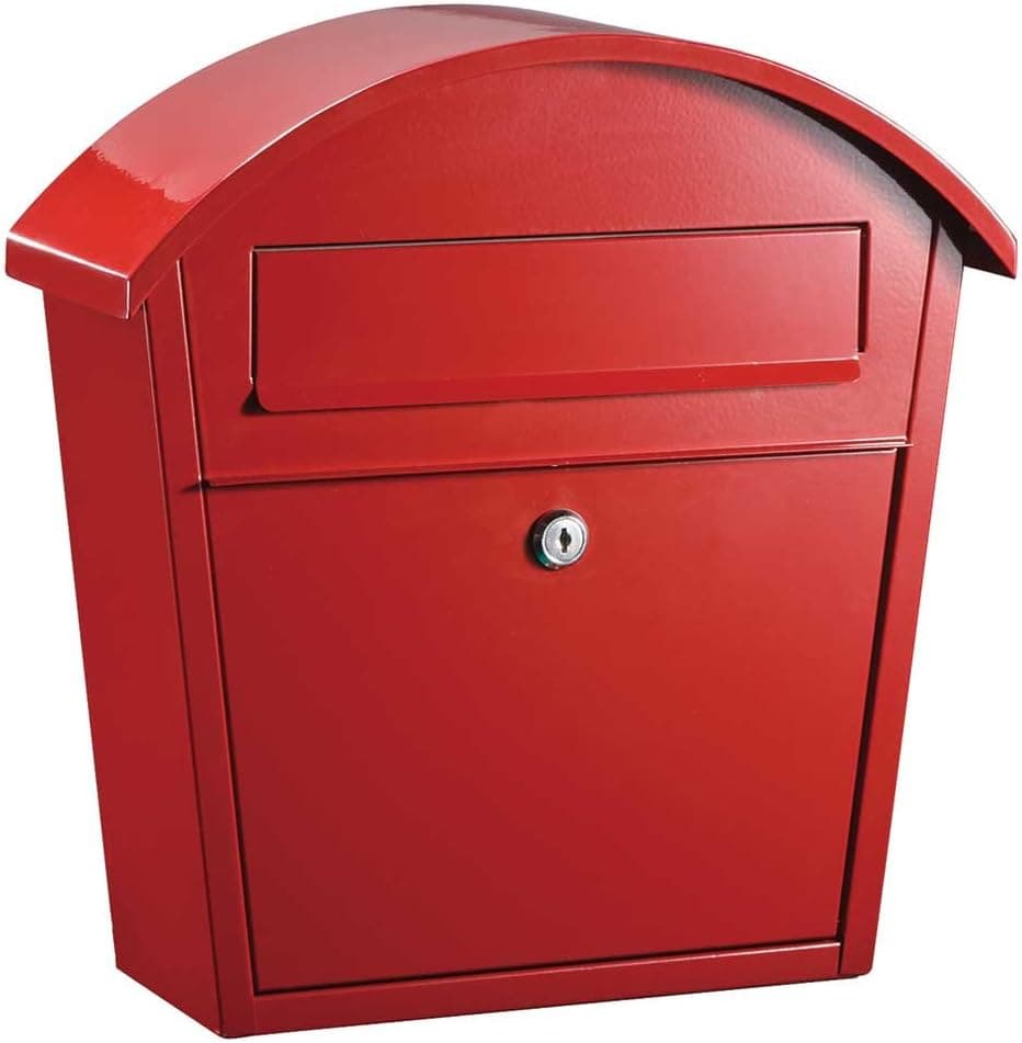 Qualarc WF-PM16-RD Ridgeline Wall Mount Steel Locking Mailbox, Red