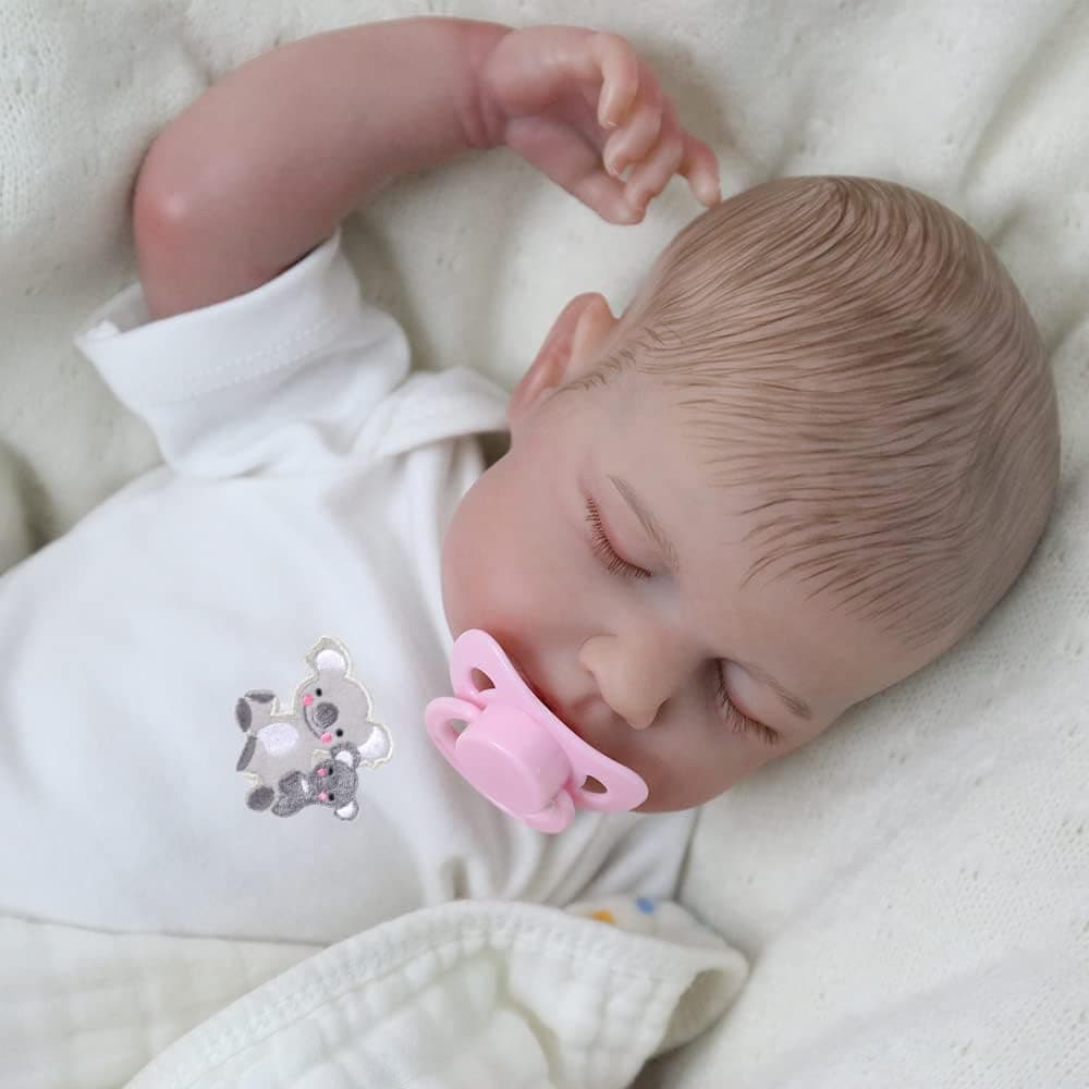 KSBD Reborn Baby Dolls Vinyl Full Body, 17 Inch Lifelike Waterproof Newborn Baby Doll, Realistic Washable Sleeping Reborn Dolls That Look Real, Handmade Advanced Painted Gift Doll for Kids Age 3+