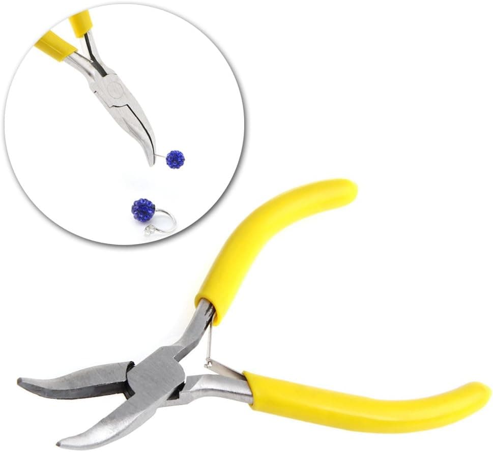 SCASTOE DIY Mini Bent Nose Jewelry Pliers Practical Jewelry Handmade Carbon Steel Tool