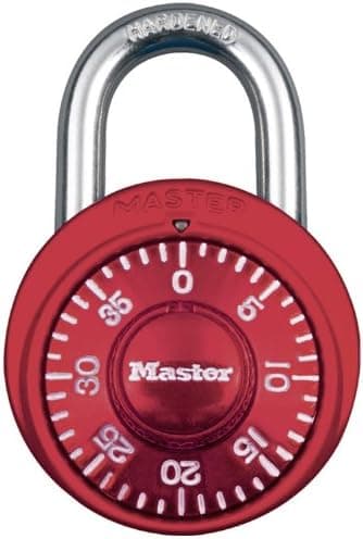 Master Lock Padlock, Standard Dial Combination Lock, 1-7/8 in. Wide, Red, 1527D