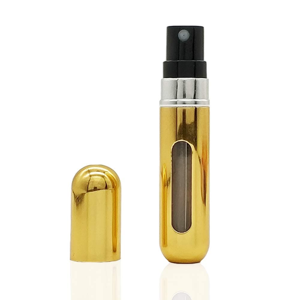 New Upgrade Travel Perfume Atomizer Refillable,GOLF 5ML Portable Mini Easy Refillable Perfume Atomizer Empty Spray Bottle for Men and Women,Scent Pump Case (Gold)