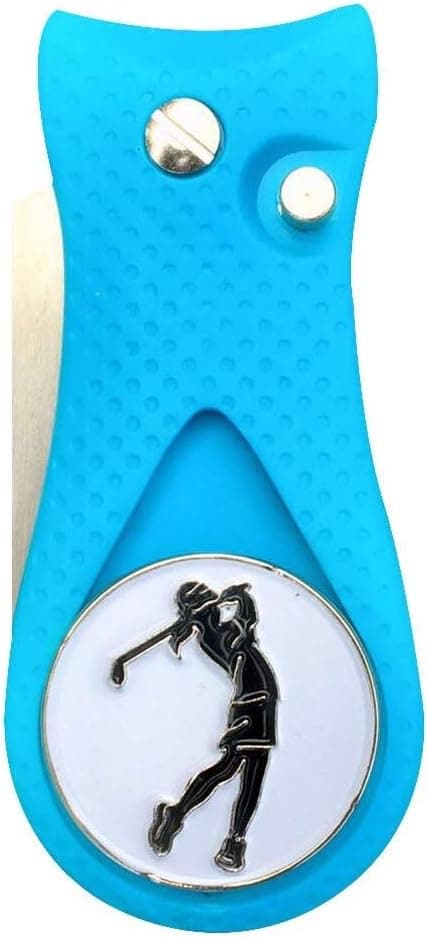 Greater Golf Goods Switchblade Divot Repair Tool with Magnetic Ball Marker (Male & Female Logo) REVAMPED: Metal & Durable