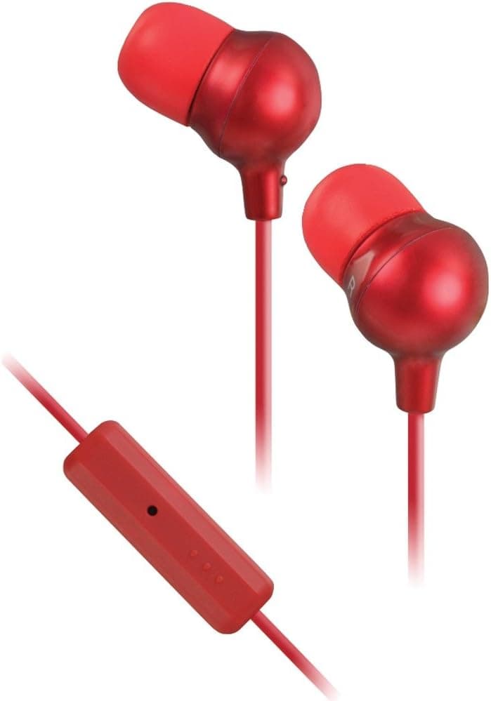 JVC HAFR36R Marshmallow Inner Ear Headphones with Microphone and Remote (Red)