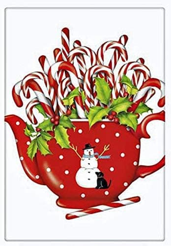 Mary Lake Thompson Christmas Candy Cane Teapot 100% Cotton Flour Sack Dish Tea Towel 30" x 30"
