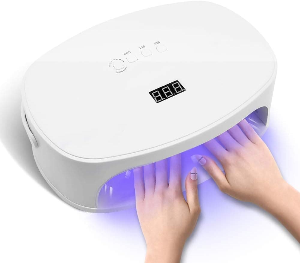 UV LED Nail Lamp, Gel Nail Dryer 80W Nail Gel Polish UV Light for Two Hand, Professional Salon Curing Lamp with 4 Timer Setting Sensor