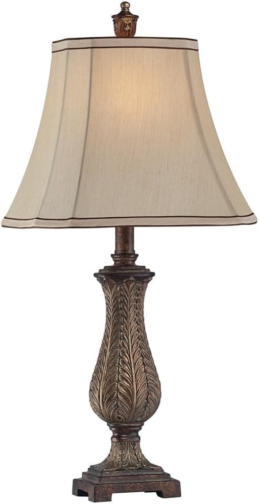Regency Hill Traditional Style Table Lamp 25" High Old Oak Antique Brown Petite Vase Beige Fabric Rectangular Shade Decor for Living Room Bedroom House Bedside Nightstand Home Office Family