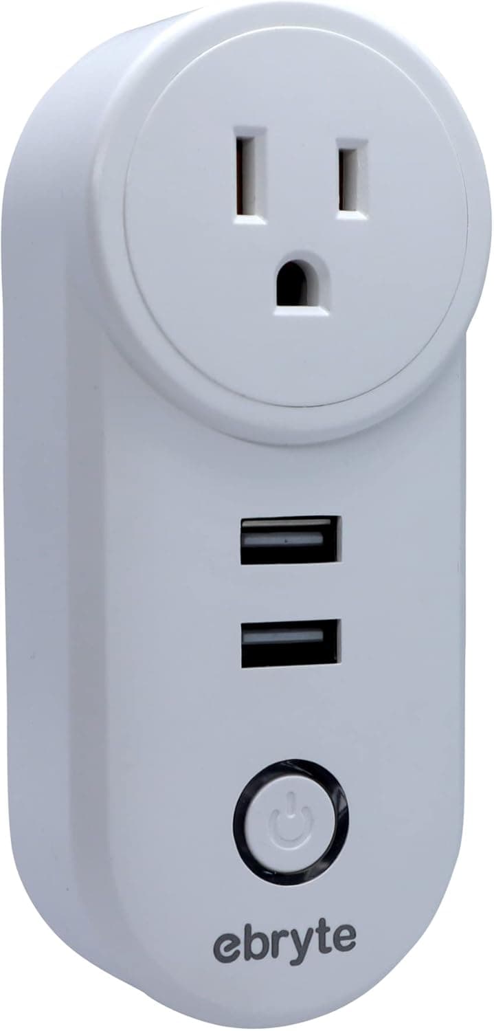 Smart Plug with 2 USB Smart WiFi Ports, Remote Control Home Appliances, Charge Devices, Alexa and Google Home, 2.4GHz, by Ebryte