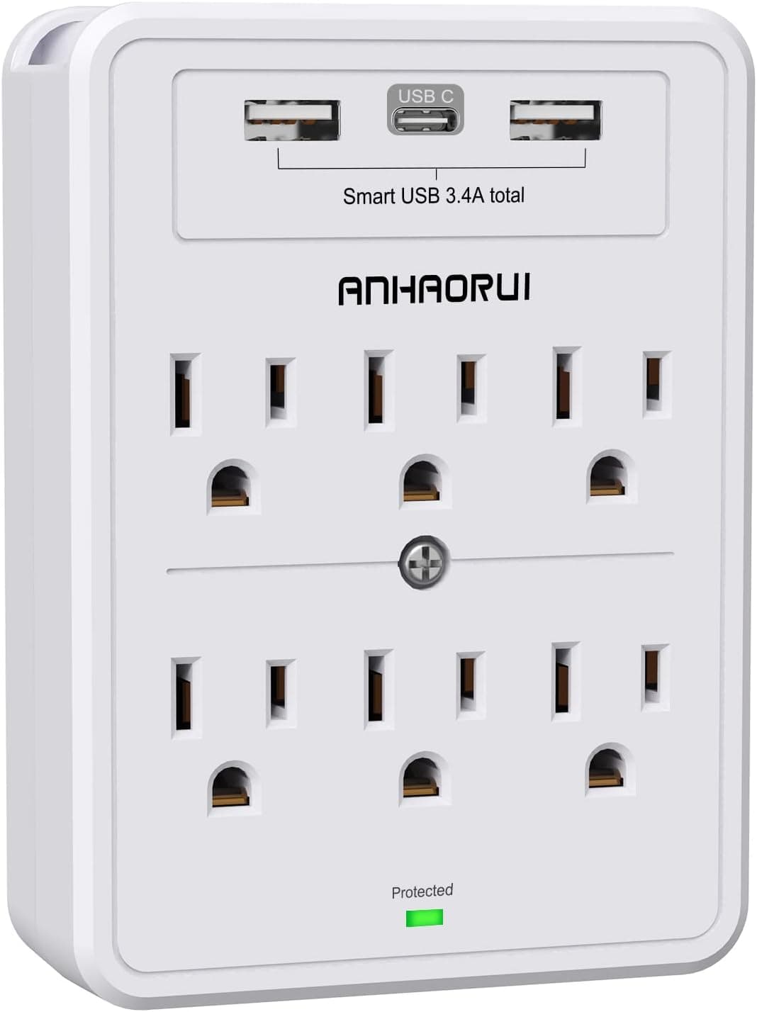 Multi Plug Outlet, Surge Protector, ANHAORUI Outlet Splitter with 6 Outlet Extender and 3 USB Ports (White)